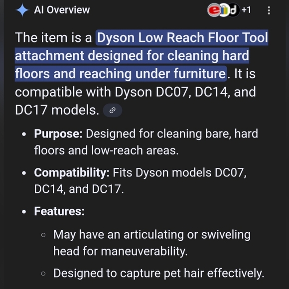 Dyson Vacuum Attachments Set - Hard Floor / Low Reach - Picture 6 of 8